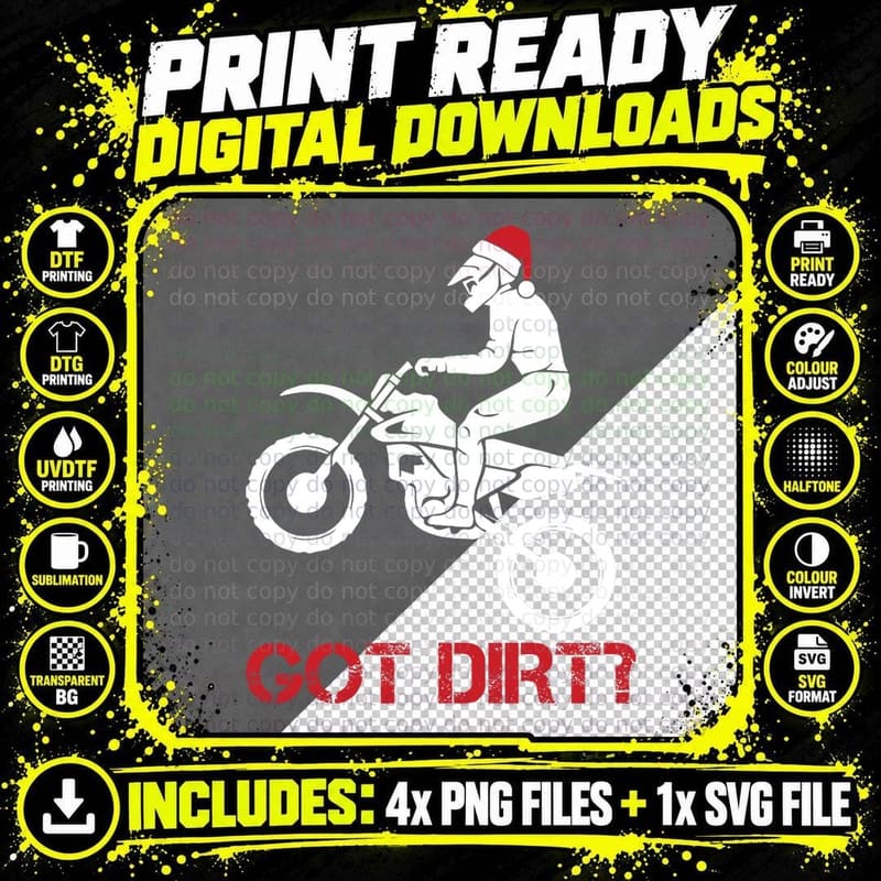 Biker Evolution Christmas X-Mas Pajama Dirt Bike Png SVG Digital Bundle