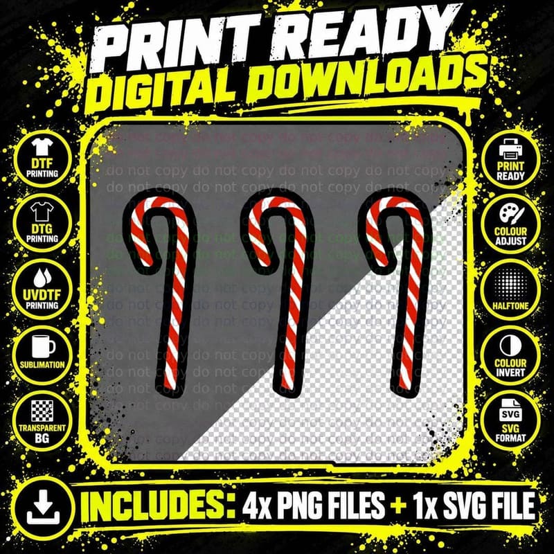 Candy Cane Trio Is Christmas Food Crewneck Sweatshirt Png SVG Digital Bundle