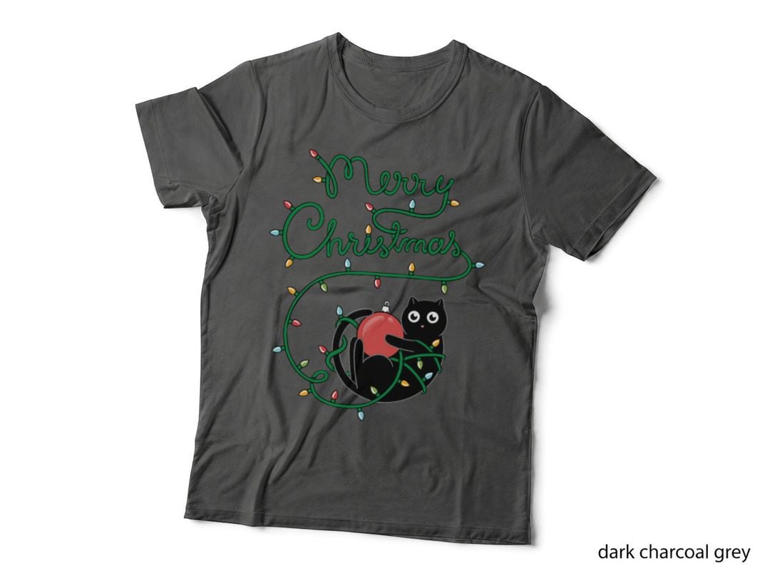 Cat Merry Christmas Crewneck Sweatshirt, Xmas Present, Festive Wear T-Shirt