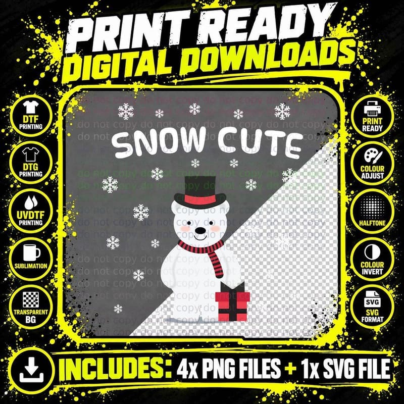 Christmas Bear Crewneck Sweatshirt, Xmas Present Png SVG Digital Bundle