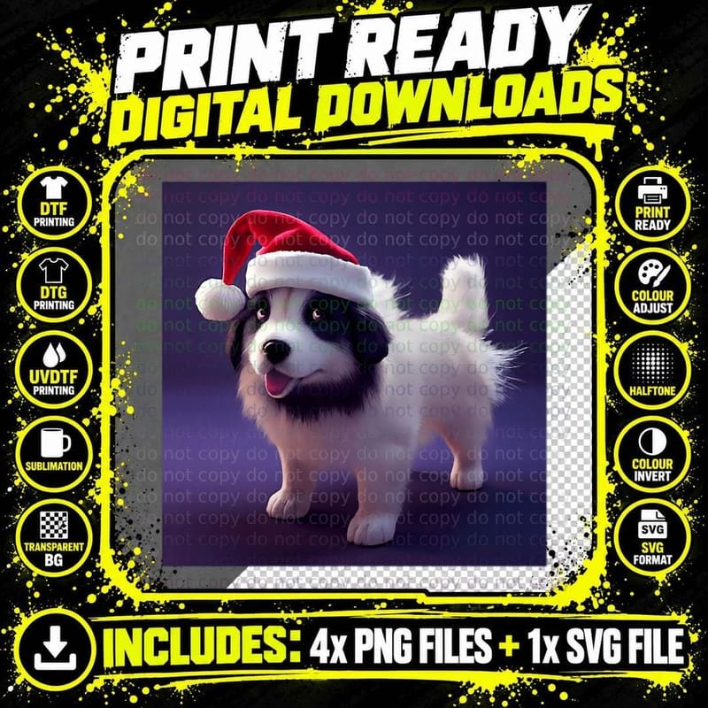 Christmas Dog Crewneck Sweatshirt, Xmas Present Png SVG Digital Bundle