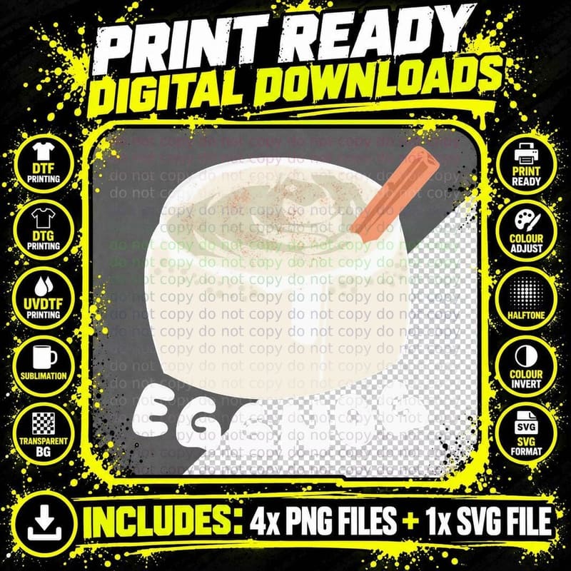 Christmas Eggnog Drink Design 2 Crewneck Sweatshirt Png SVG Digital Bundle