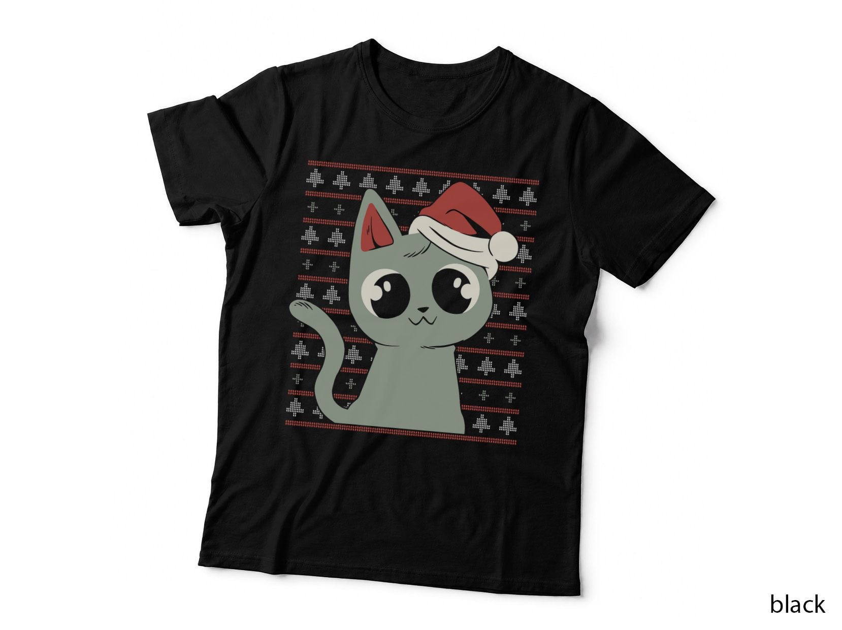 Christmas Funny Cat Xmas Santa Style Ugly Christmas Sweater T-Shirt