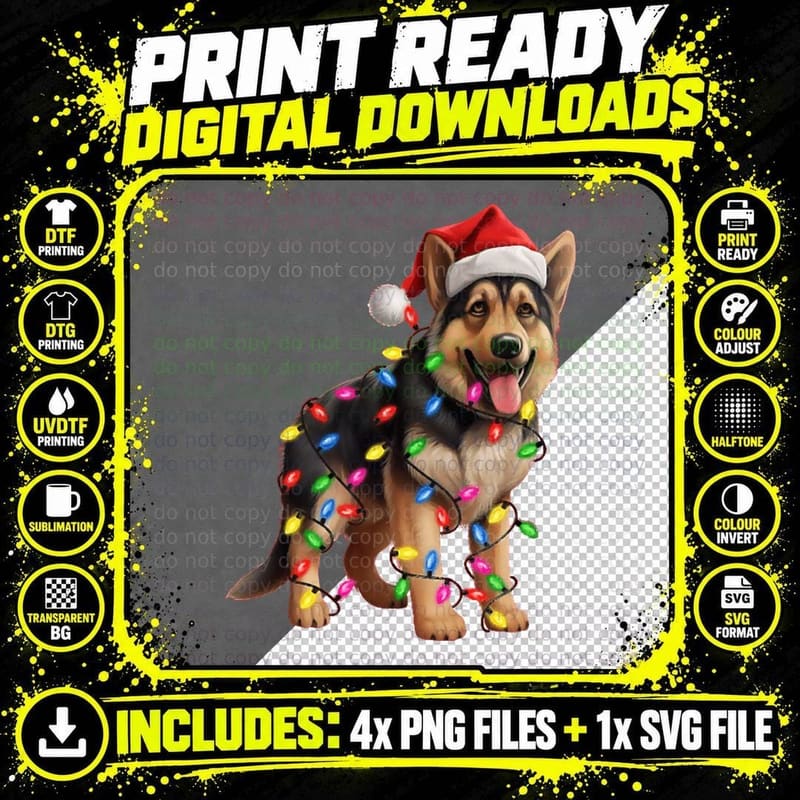 Christmas German Shepherd Crewneck Sweatshirt Png SVG Digital Bundle