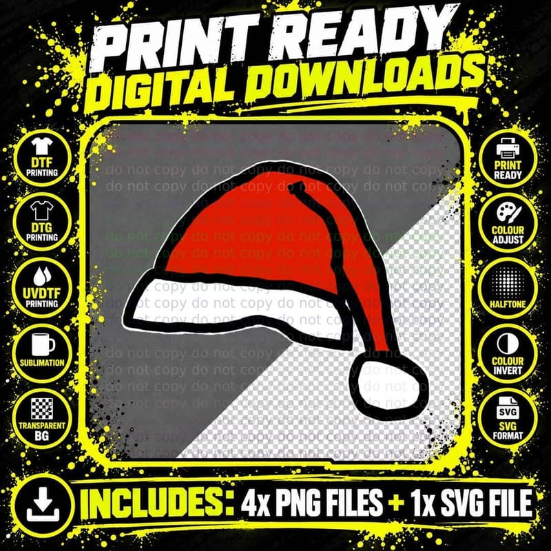Christmas Hat for Santa Crewneck Sweatshirt Png SVG Digital Bundle