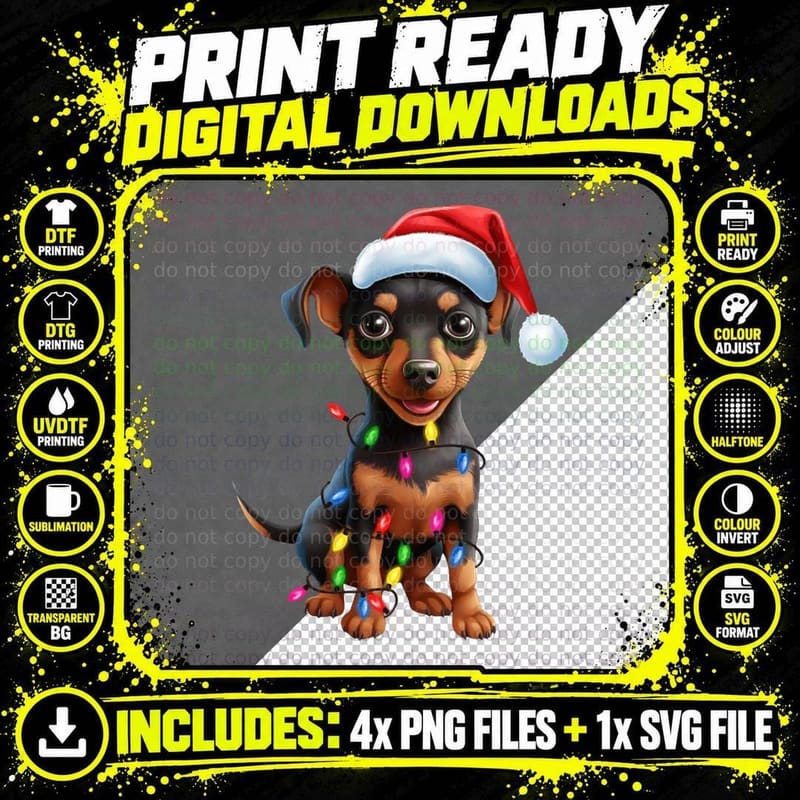 Christmas Miniature Pinscher Crewneck Sweatshirt Png SVG Digital Bundle