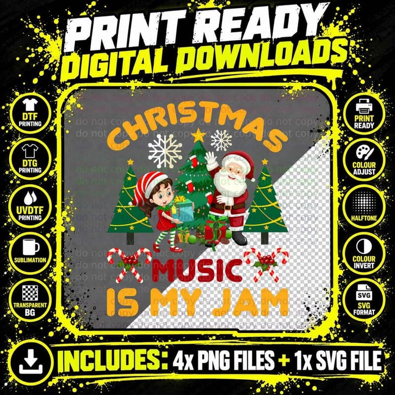 Christmas Music Funny Ugly Xmas Ugly Christmas Crewneck Png SVG Digital Bundle