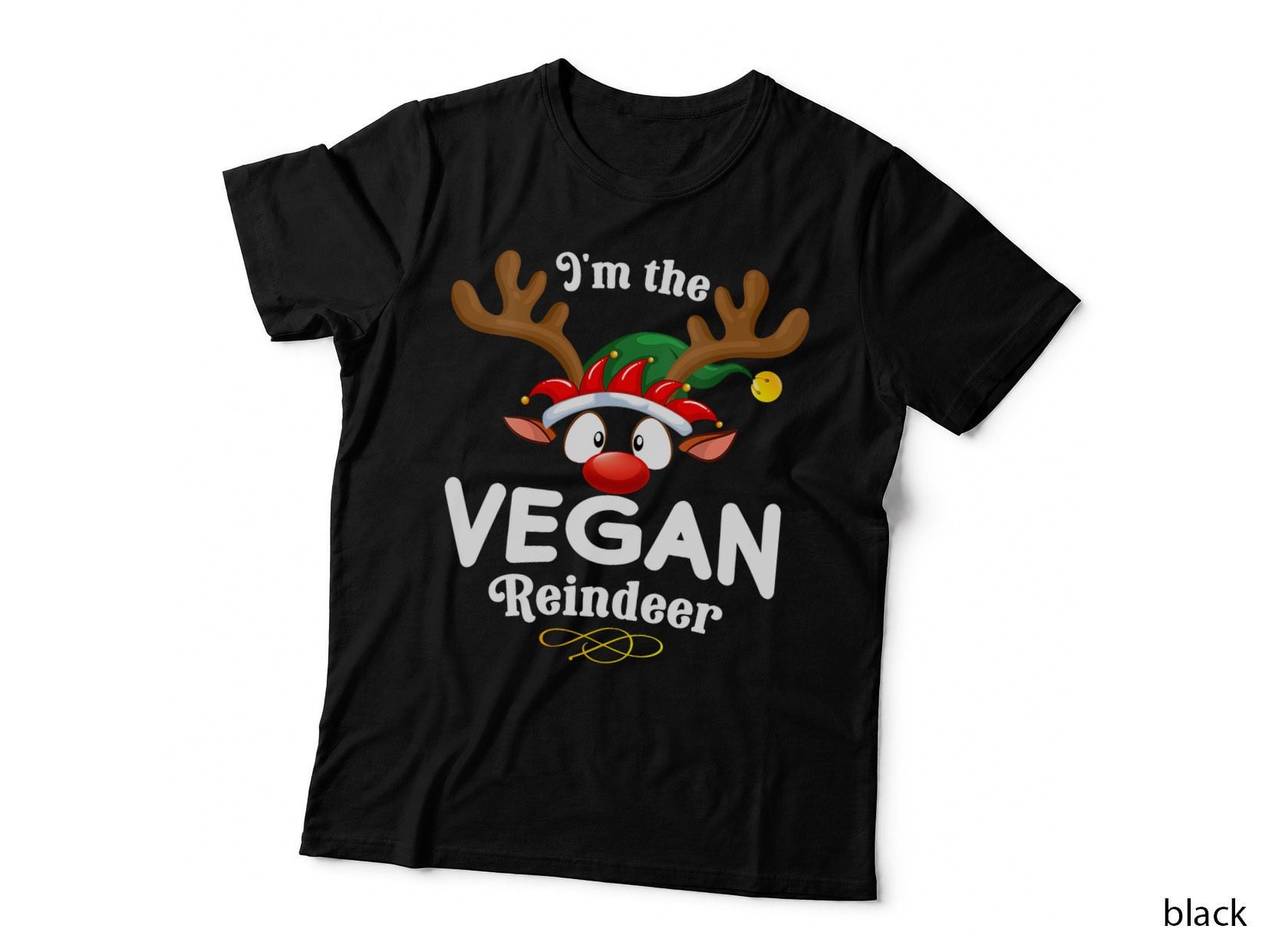 Christmas PJS Vegan Xmas Reindeer Matching T-Shirt, Gift Tee