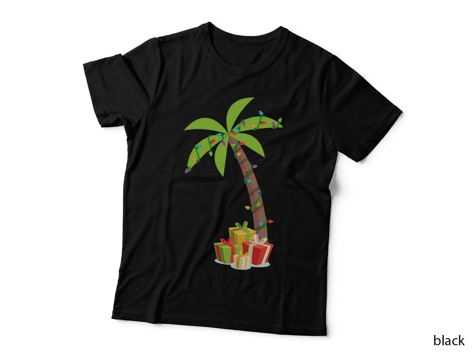 Christmas Palm Tree Coconut Crewneck Sweatshirt, Festive Wear T-Shirt
