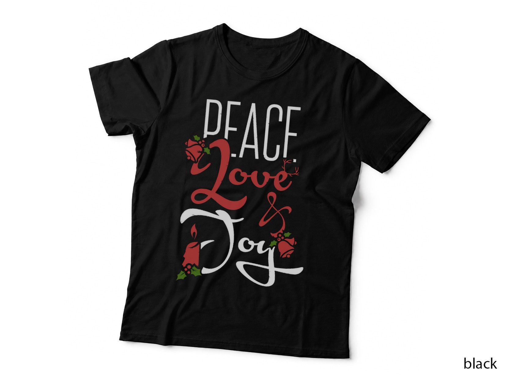 Christmas Peace Love & Joy Crewneck Sweatshirt, Holiday Gift T-Shirt