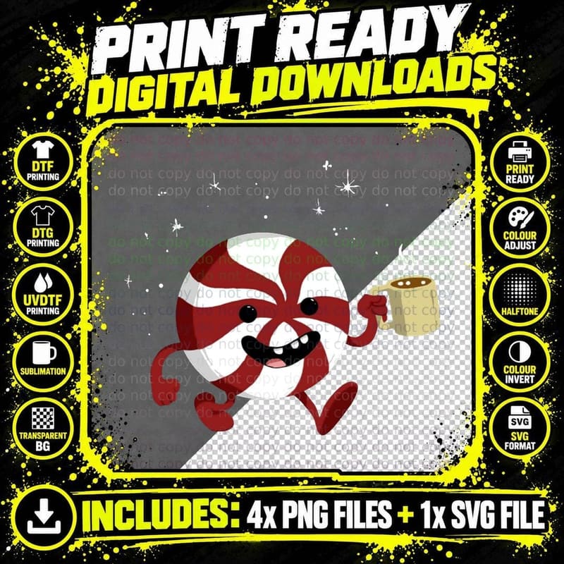 Christmas Peppermint Crewneck Sweatshirt Png SVG Digital Bundle