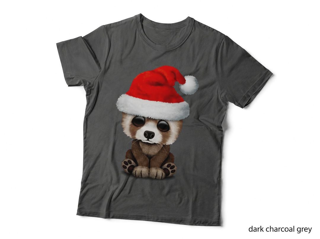Christmas Red Panda Wearing a Santa Hat Crewneck Sweatshirt T-Shirt