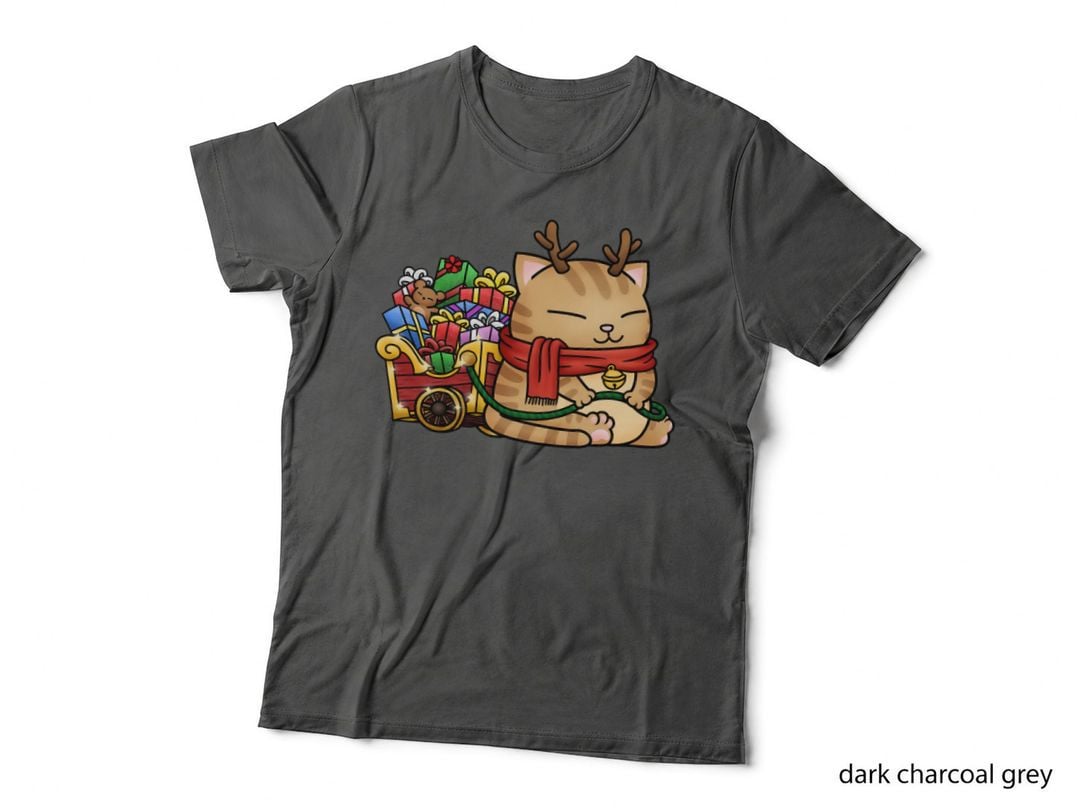 Christmas Reindeer Cat Crewneck Sweatshirt, Xmas Present T-Shirt