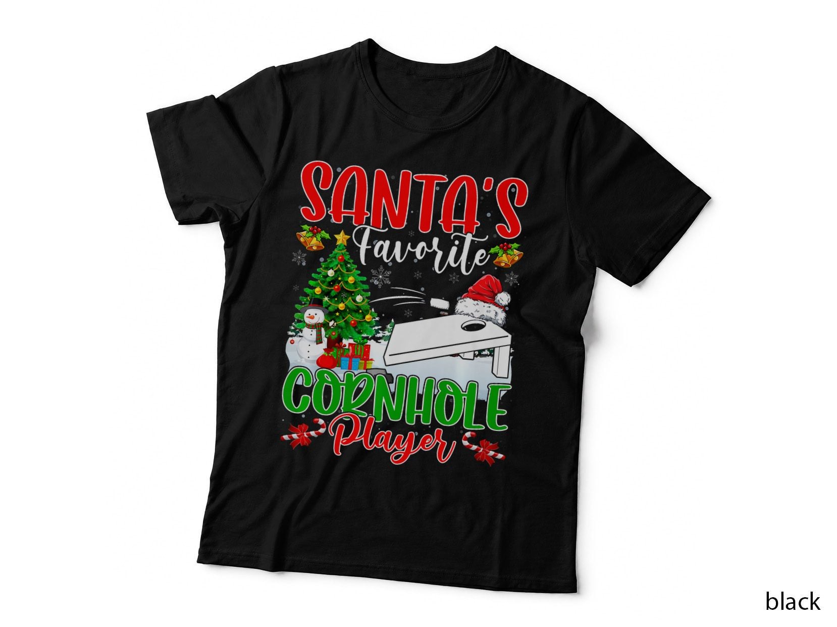 Christmas Sport Lover Funny Santa's Favorite Cornhole Player T-Shirt, Gift Tee