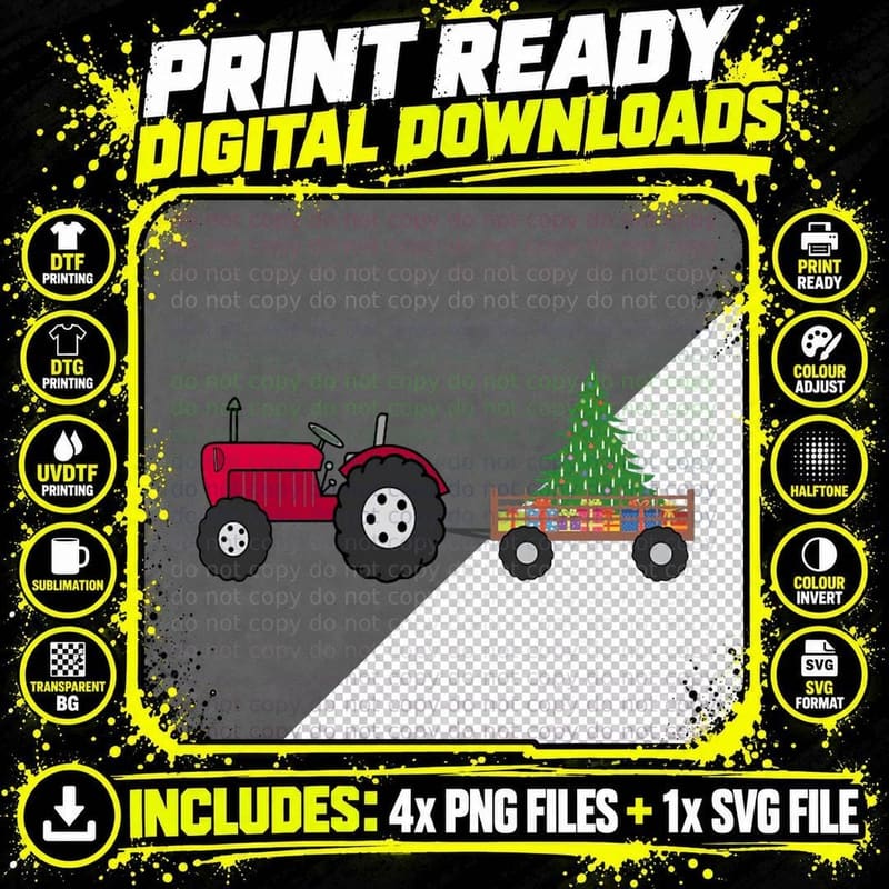Christmas Tractor Crewneck Sweatshirt, Xmas Present Png SVG Digital Bundle