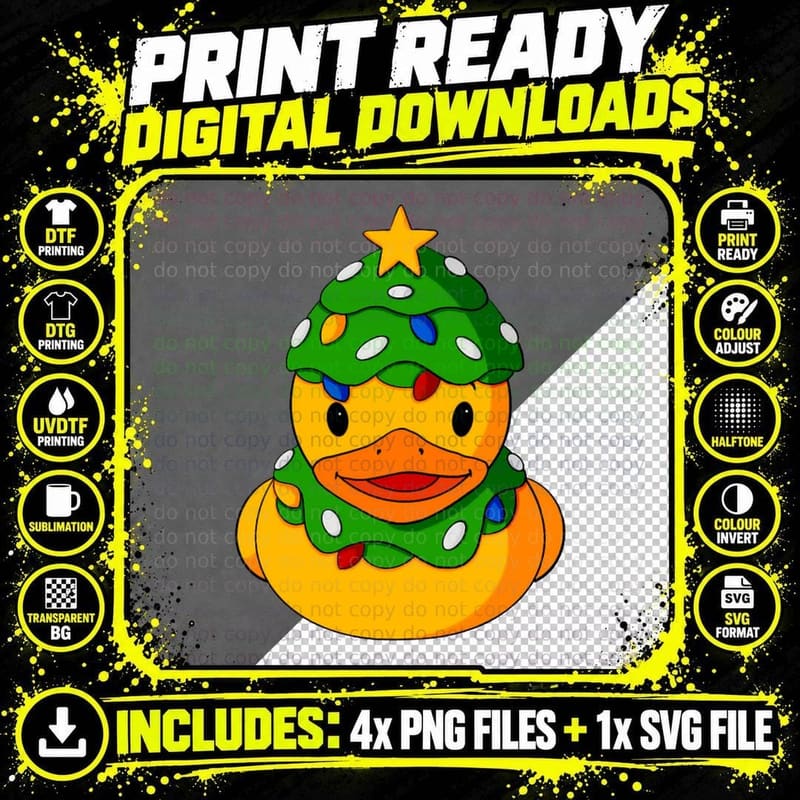 Christmas Tree Costume Rubber Duck Crewneck Sweatshirt Png SVG Digital Bundle