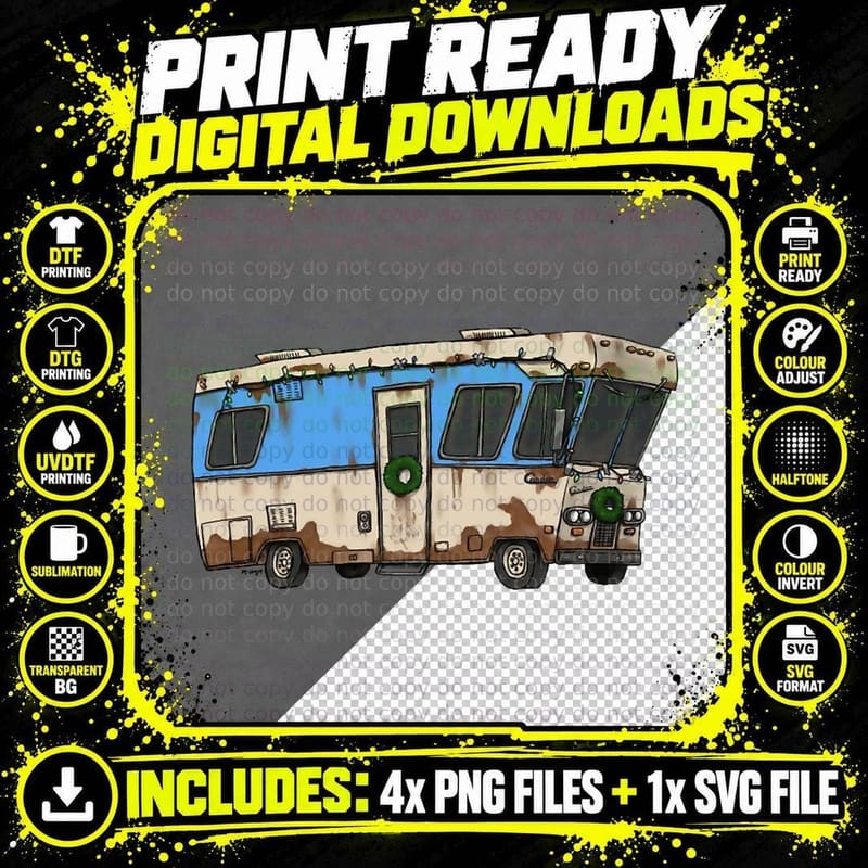 Christmas Vacation RV Crewneck Sweatshirt Png SVG Digital Bundle