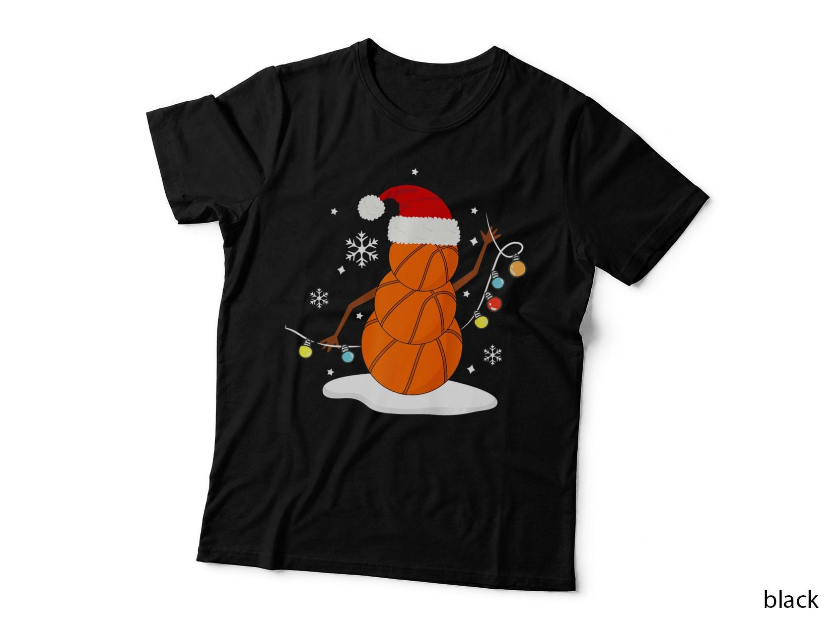 Cute Christmas Basketball Snowman Sport Lover T-Shirt, Holiday Movie Tee