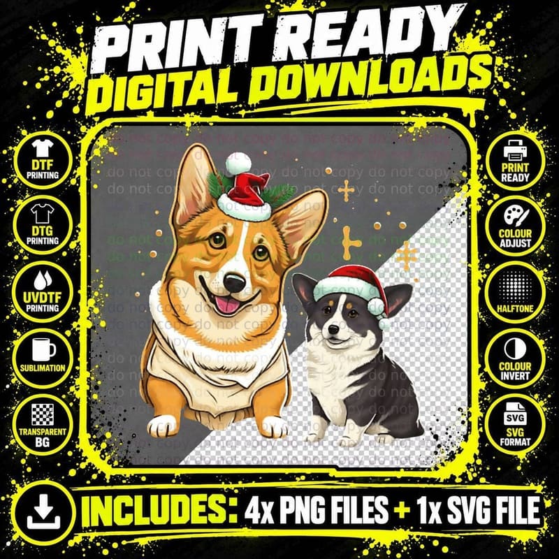 Cute Christmas Corgis Crewneck Sweatshirt Png SVG Digital Bundle