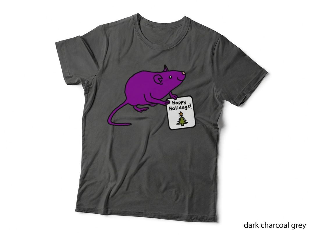 Cute Christmas Rat Says Happy Holidays Crewneck Sweatshirt T-Shirt