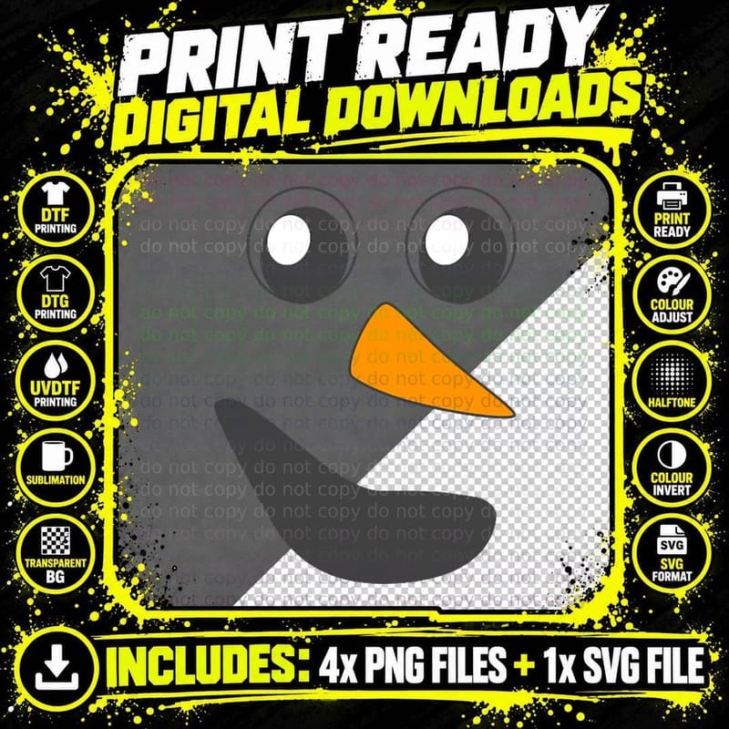 Cute Ugly Christmas Snowman Face Crewneck Sweatshirt Png SVG Digital Bundle
