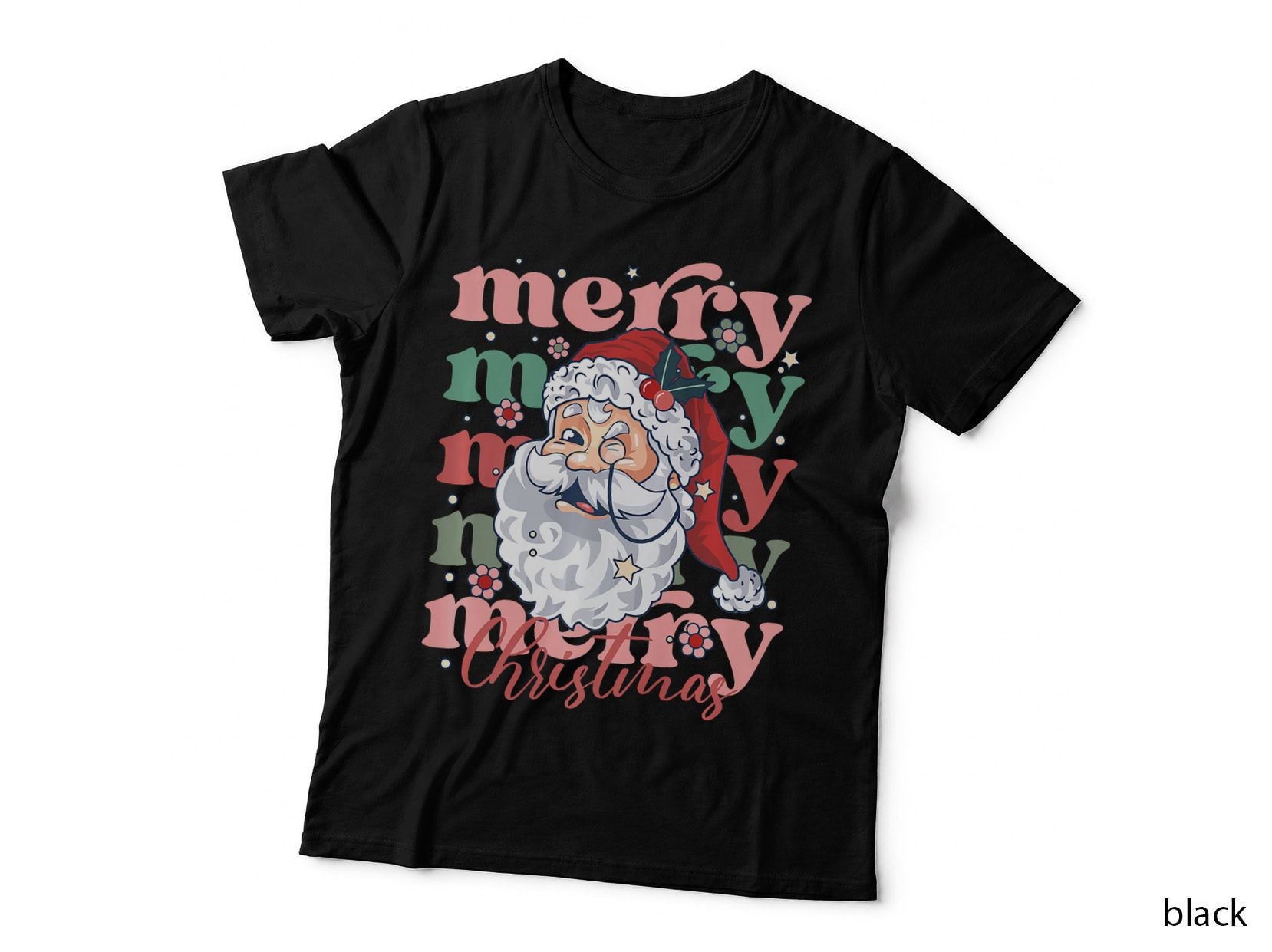 Cute Vintage Santa Claus Merry Christmass Xmas Gift T-Shirt, Gift Tee