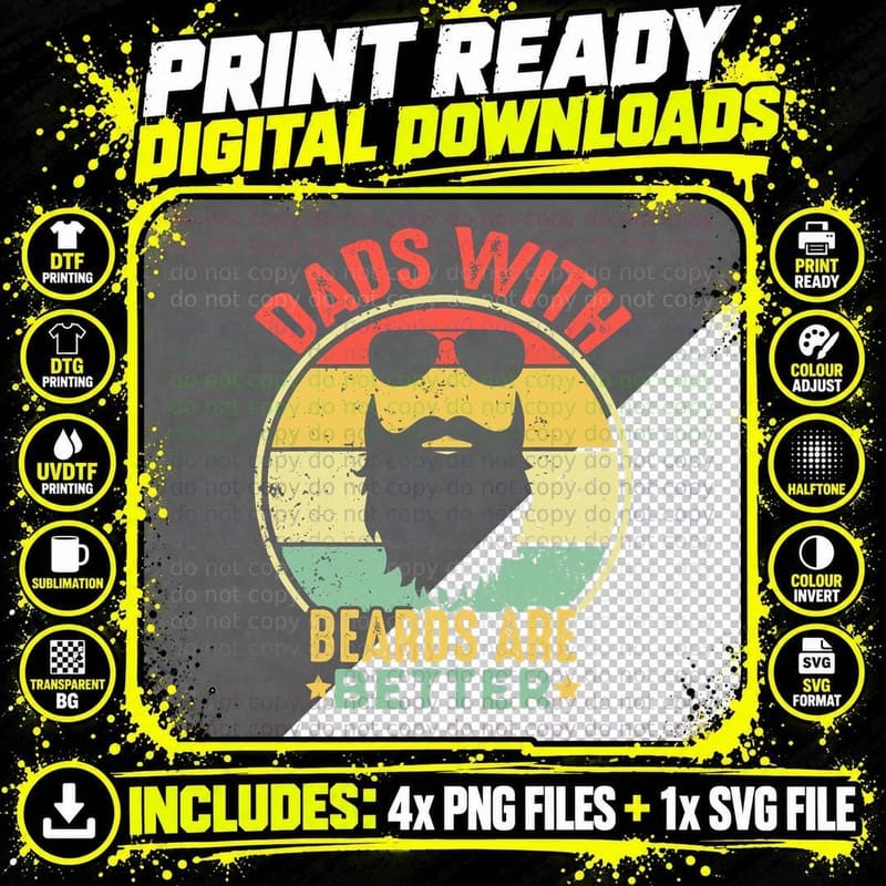 Dads with Beards Are Better Vintage Funny Christmas Joke Png SVG Digital Bundle