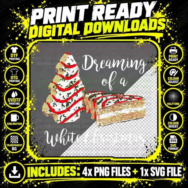 Dreaming of a White Christmas Crewneck Sweatshirt Png SVG Digital Bundle