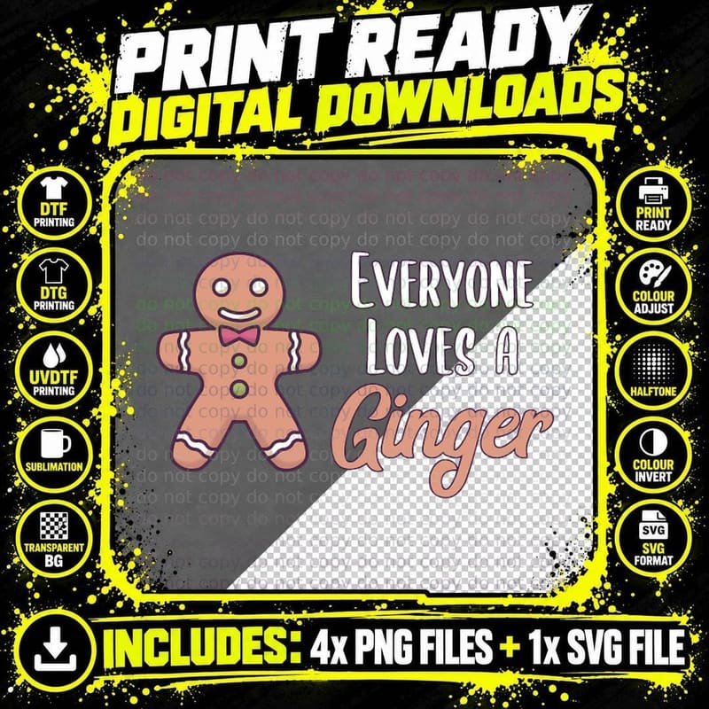 Everyone Loves a Ginger Christmas Baking Gift Crewneck Png SVG Digital Bundle