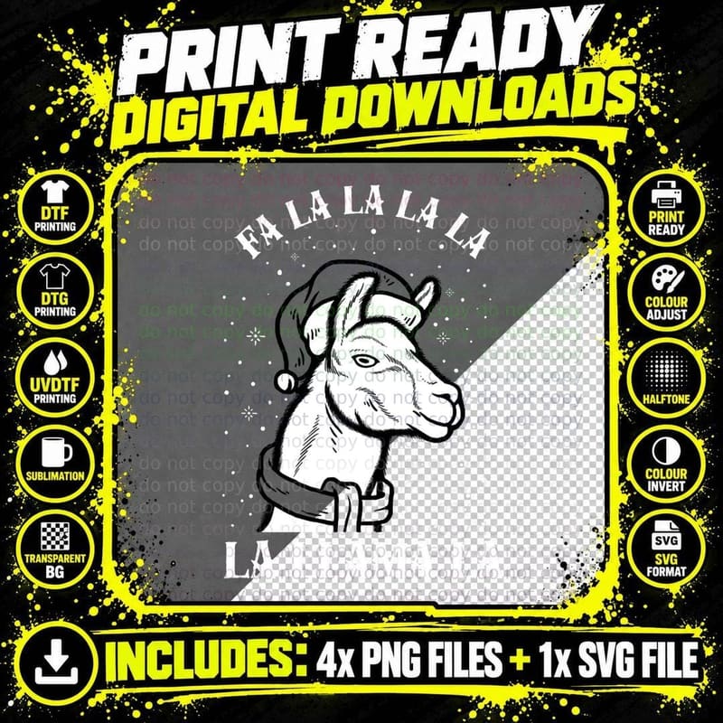 Fa La La La La La Llama La Crewneck Sweatshirt T-Shirt Png SVG Digital Bundle