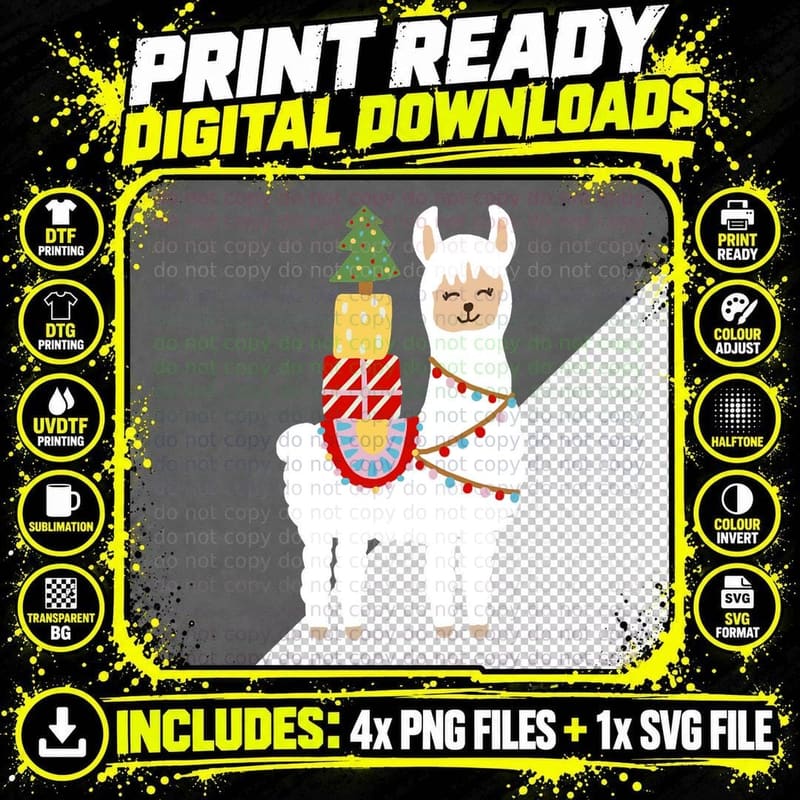 Fa La Llama Crewneck Sweatshirt T-Shirt Png SVG Digital Bundle