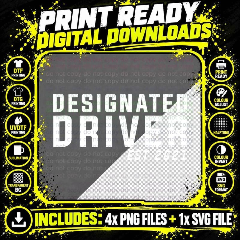 Funny Designated Driver 2021 Joke Christmas Party Taxi Png SVG Digital Bundle