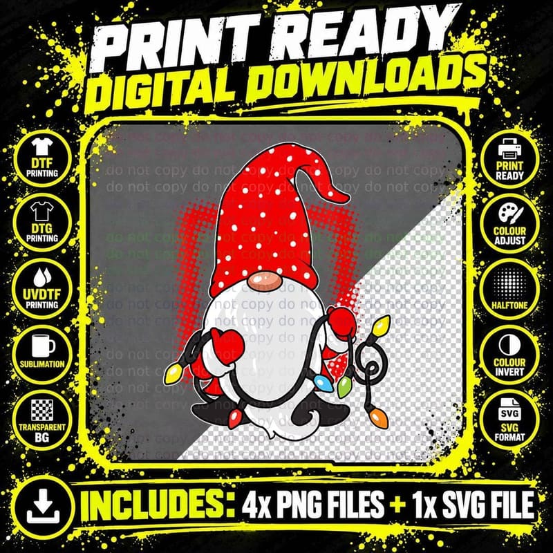 Gnomes Merry Christmas Pajama Girls Kids T-Shirt Png SVG Digital Bundle