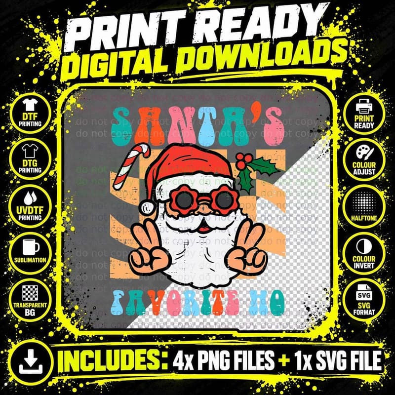 Groovy Santas Favorite Ho Retro Naughty Christmas Xmas Png SVG Digital Bundle