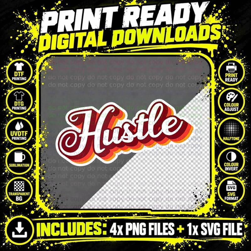 Hustle Tee Vintage Retro Graphic Entrepreneur Christmas Png SVG Digital Bundle