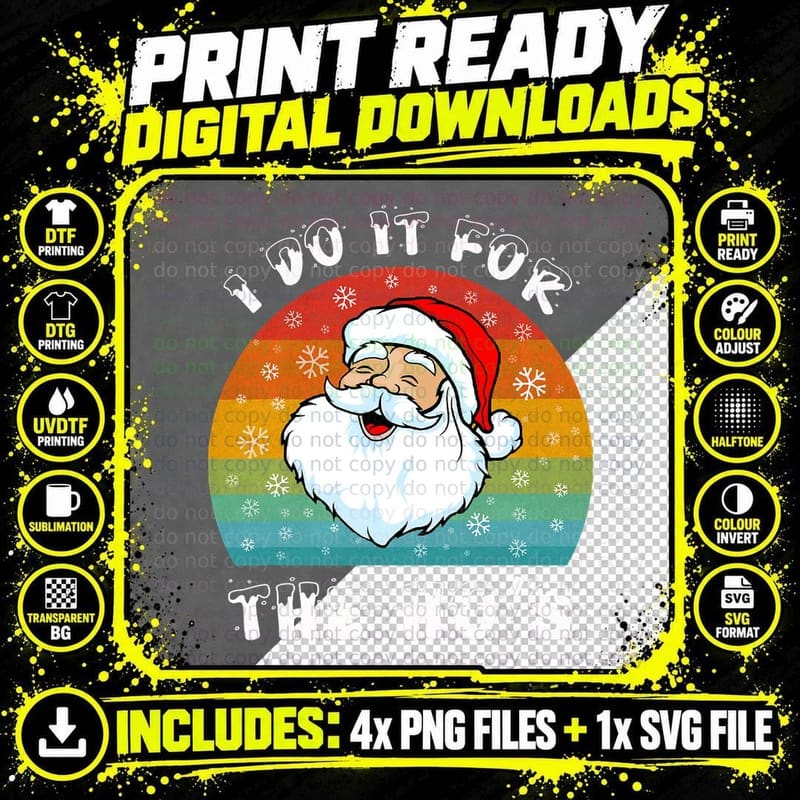 I Do It for the Ho's Vintage Christmas Santa Men Women Png SVG Digital Bundle