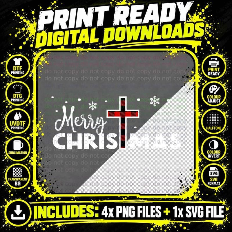 Merry Christmas Jesus Christ Religious Christian Png SVG Digital Bundle