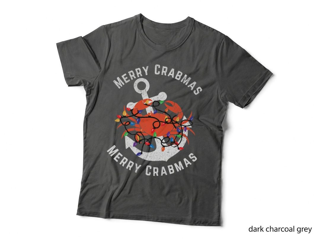 Merry Crabmas Crustacean Core Funny Nautical Christmas Crab T-Shirt