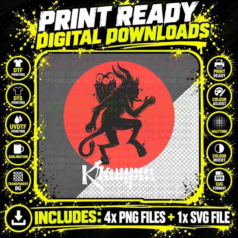 Merry Gruss Vom Krampus Greetings from Christmas Xmas Png SVG Digital Bundle