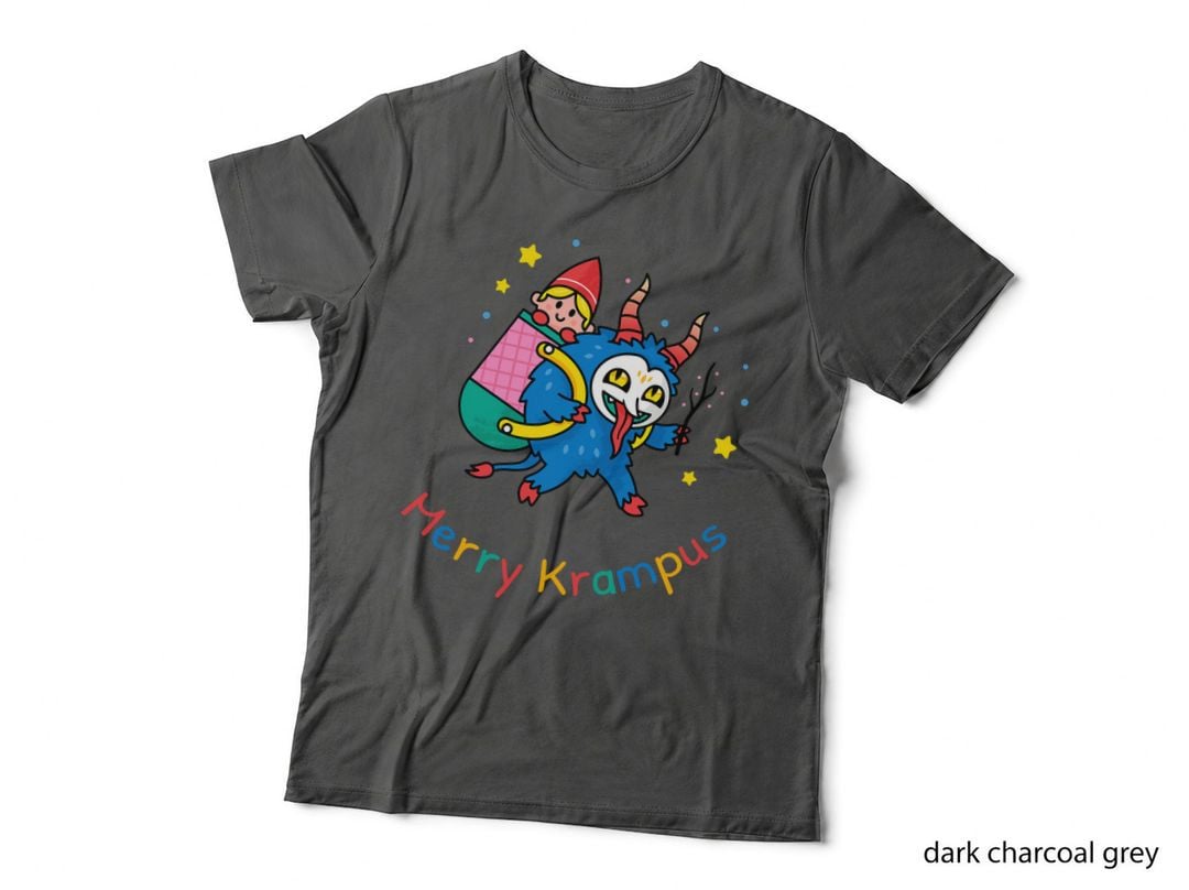 Merry Krampus Baby Sitting Claus Christmas Kids Boys Girls T-Shirt