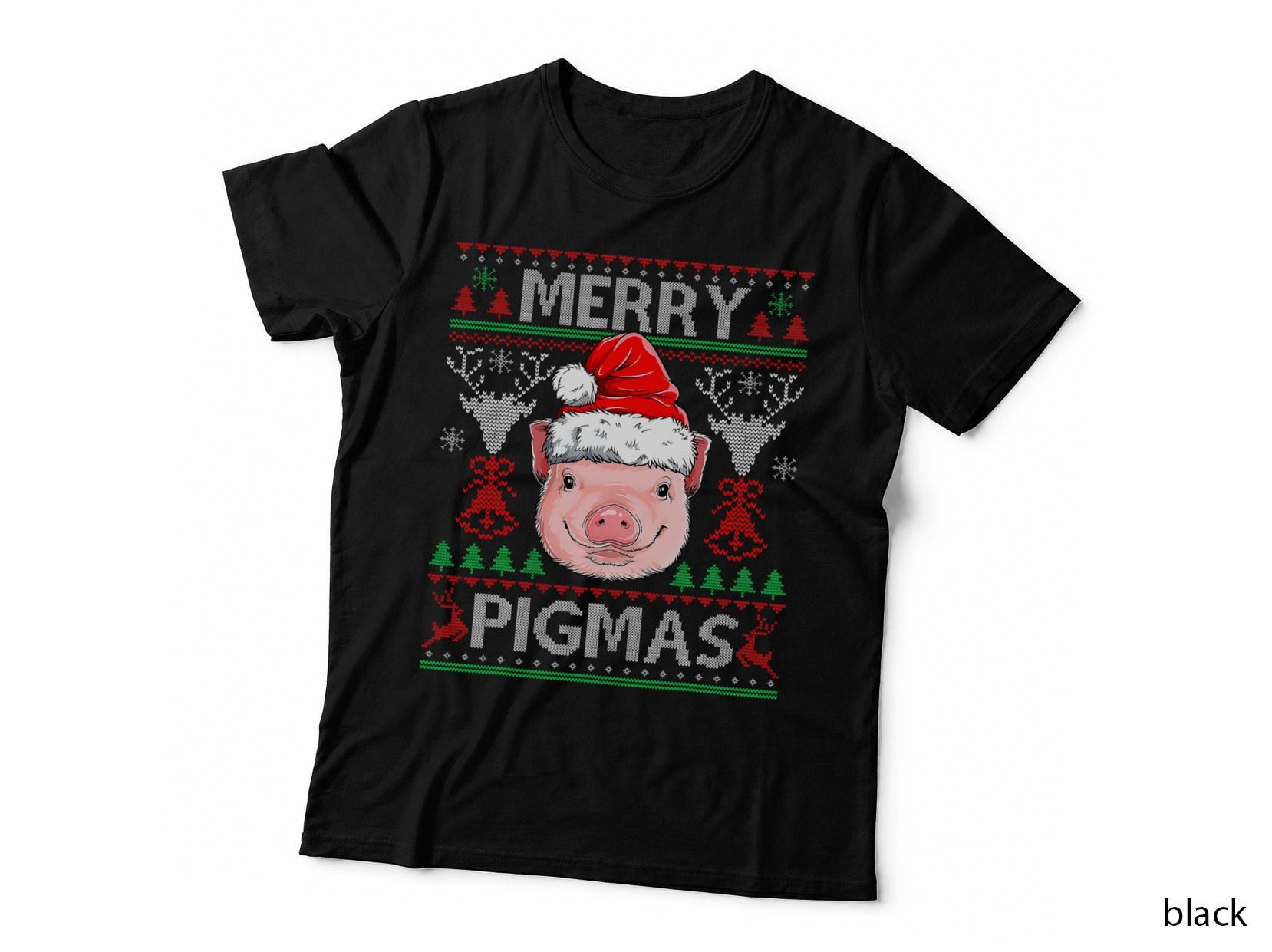 Merry Pigmas Pig Christmas Ugly Sweater Xmas Women T-Shirt