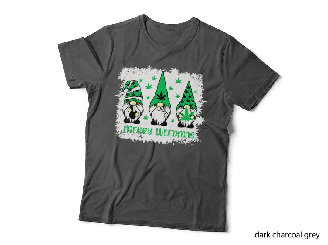 Merry Weedmas Gnomes Stoner Christmas Cannabis Marijuana T-Shirt, Gift Tee