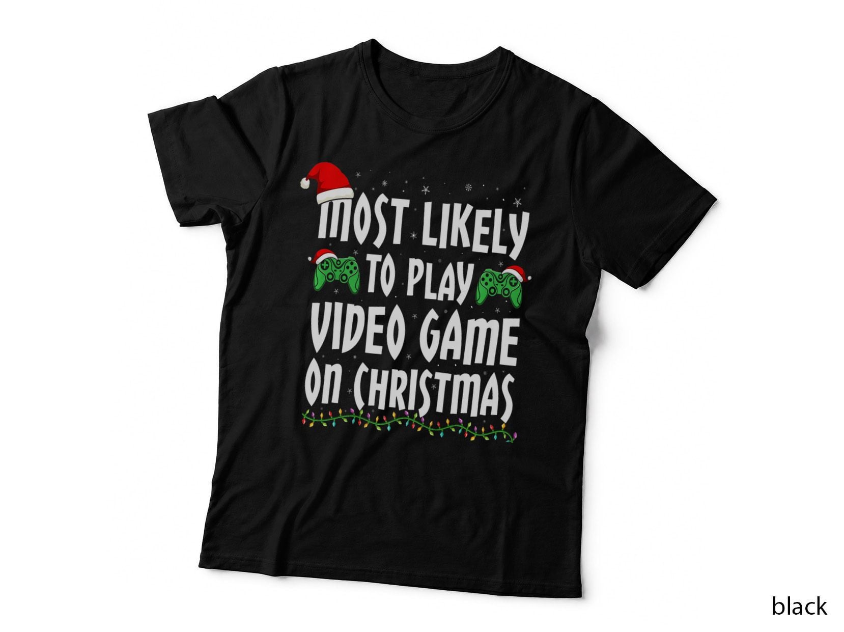 Most Likely to Christmas Play Video Games Matching Family Pj T-Shirt, Gift Tee