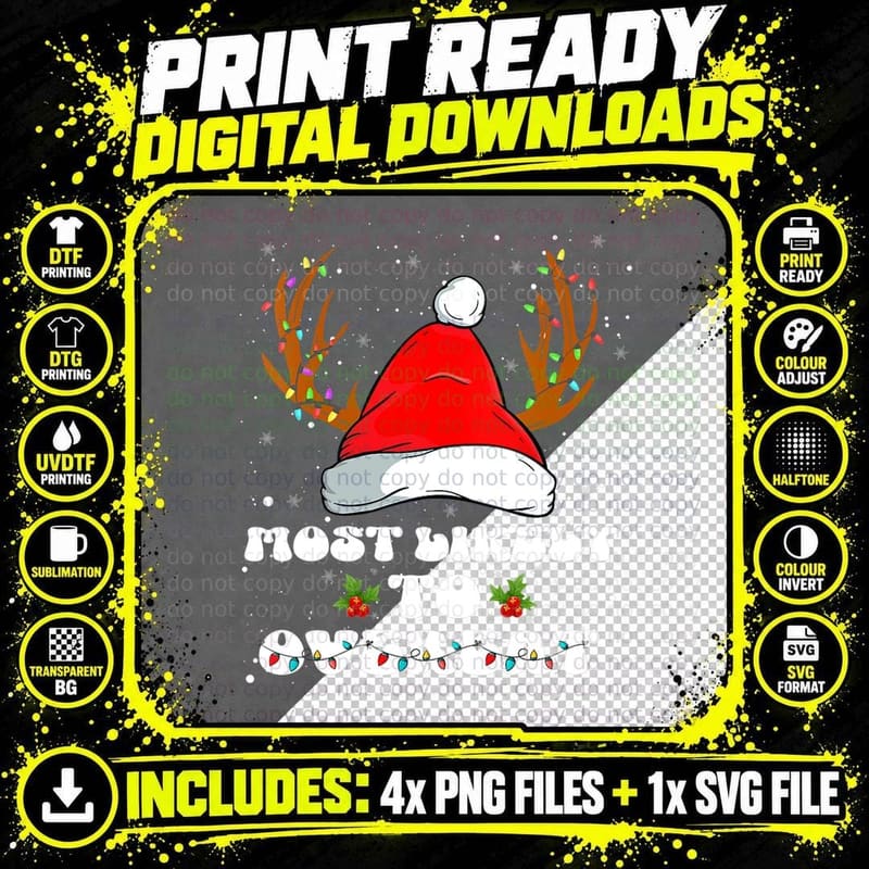 Most Likely to Overeat Christmas Funny Couples Matching Png SVG Digital Bundle