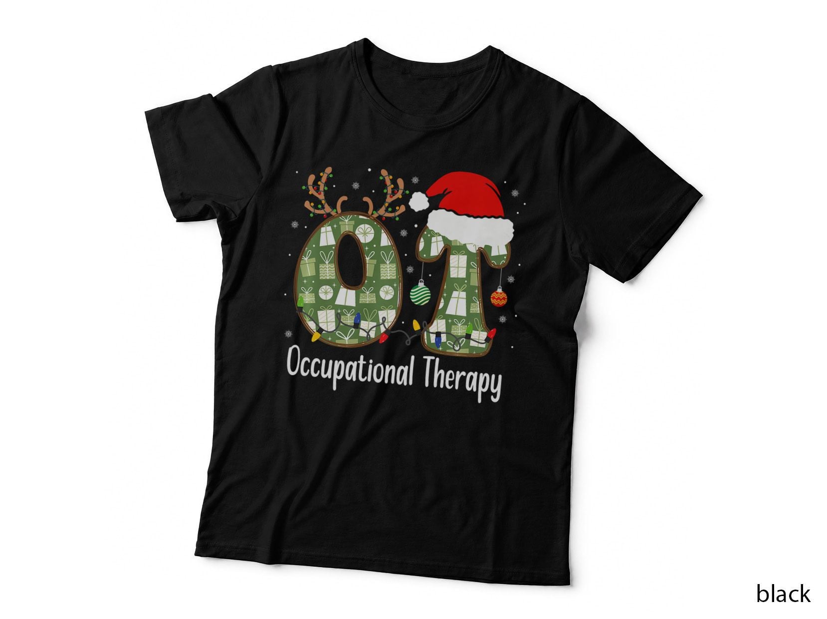 Occupational Therapy Christmas Retro Groovy OT Therapist T-Shirt, Gift Tee