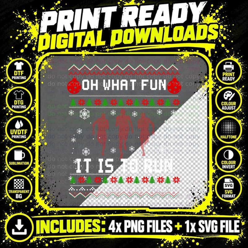 Oh What Fun It Is to Run Christmas S Runners Running Png SVG Digital Bundle