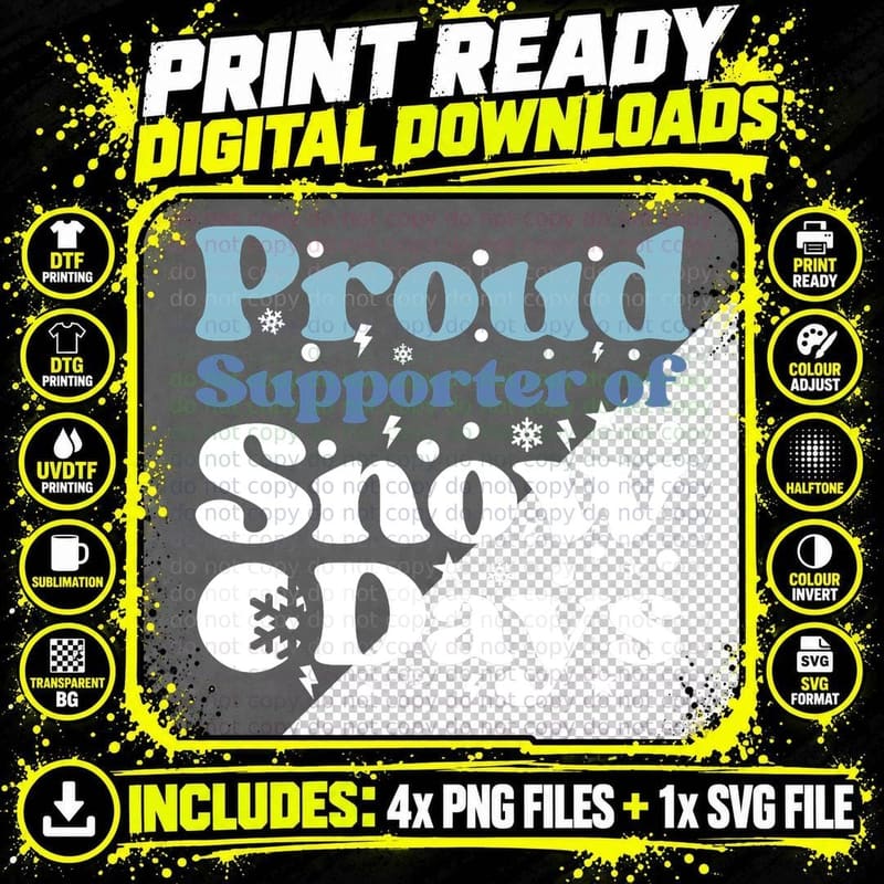 Proud Supporter of Snow Days Groovy Retro Christmas Png SVG Digital Bundle