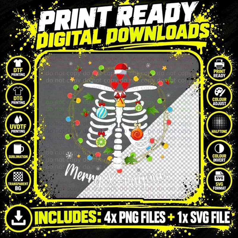 Rad Tech Christmas Puns Merry X-Raymas Xmas Radiographer Png SVG Digital Bundle