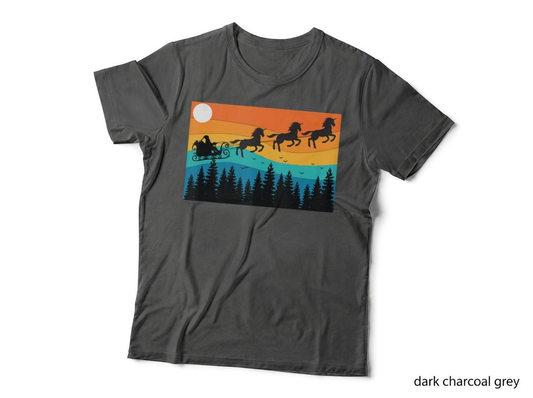 Retro Christmas Unicorn Santa Reindeer Vintage Unicorn Xmas T-Shirt, Gift Tee