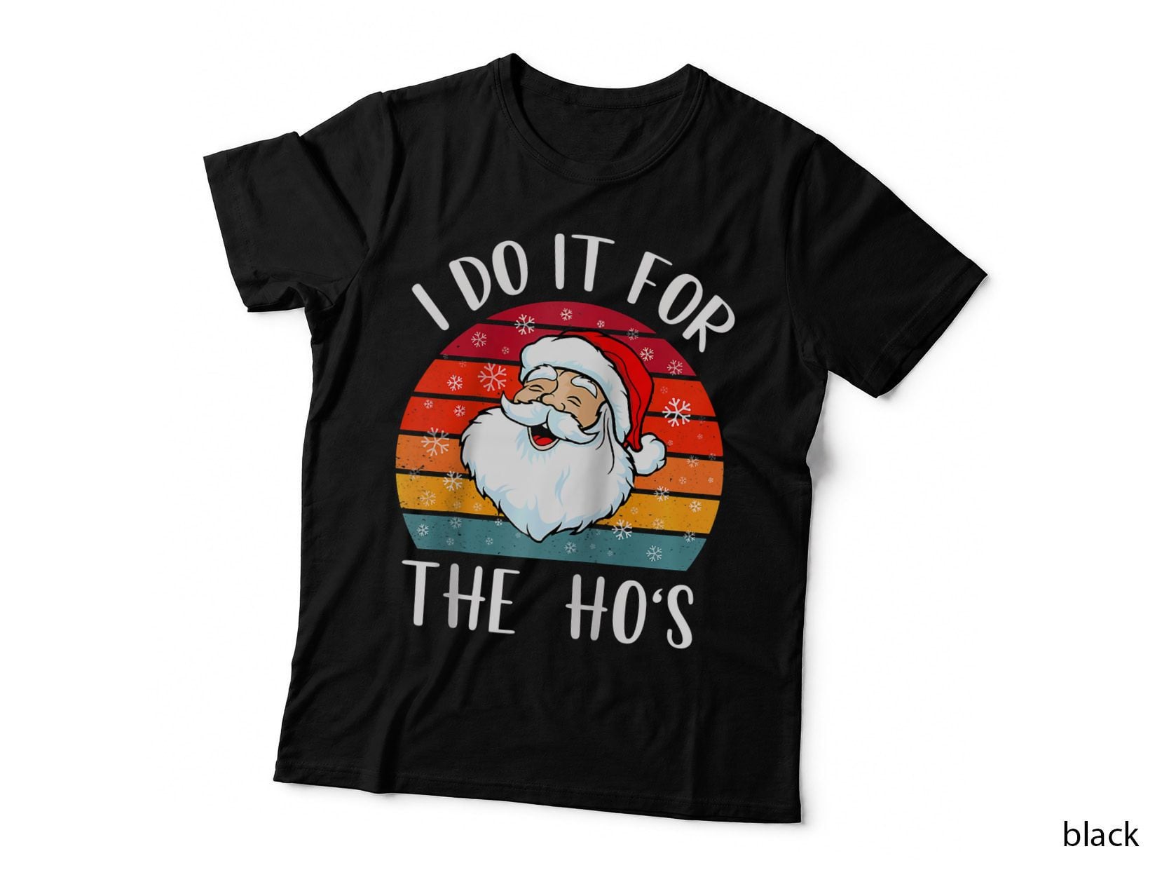 Retro Funny Christmas Santa I Do It for the Ho's Christmas T-Shirt, Gift Tee